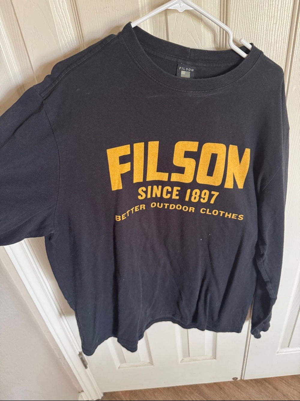 Filson Black Long Sleeve Crew with Yellow Logo